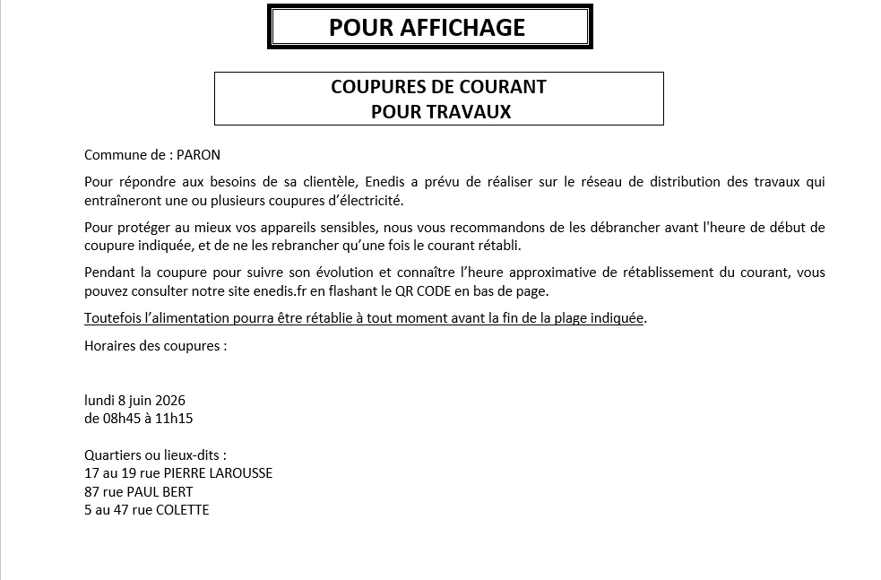 coupure de courant 8 juin