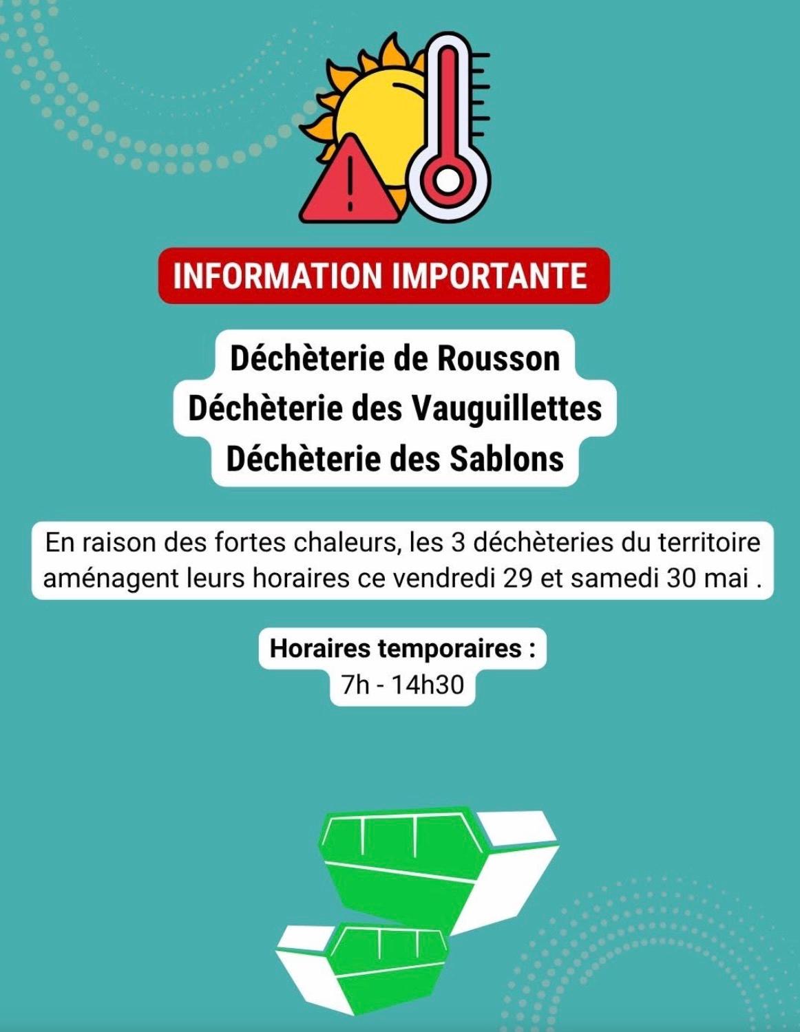 ’adaptation des horaires de déchetterie