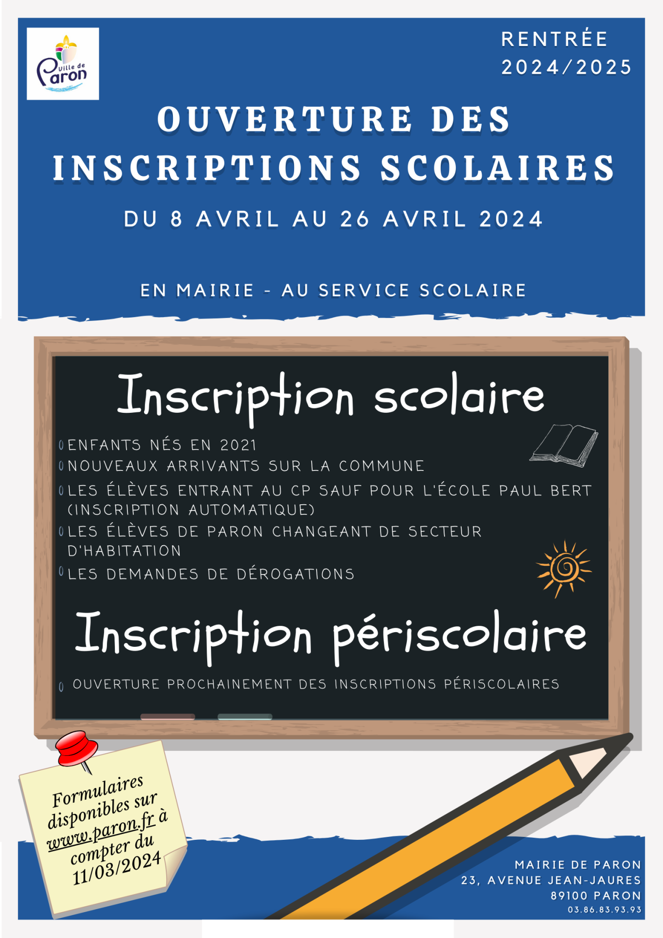 Rentrée scolaire 2024 - 2025