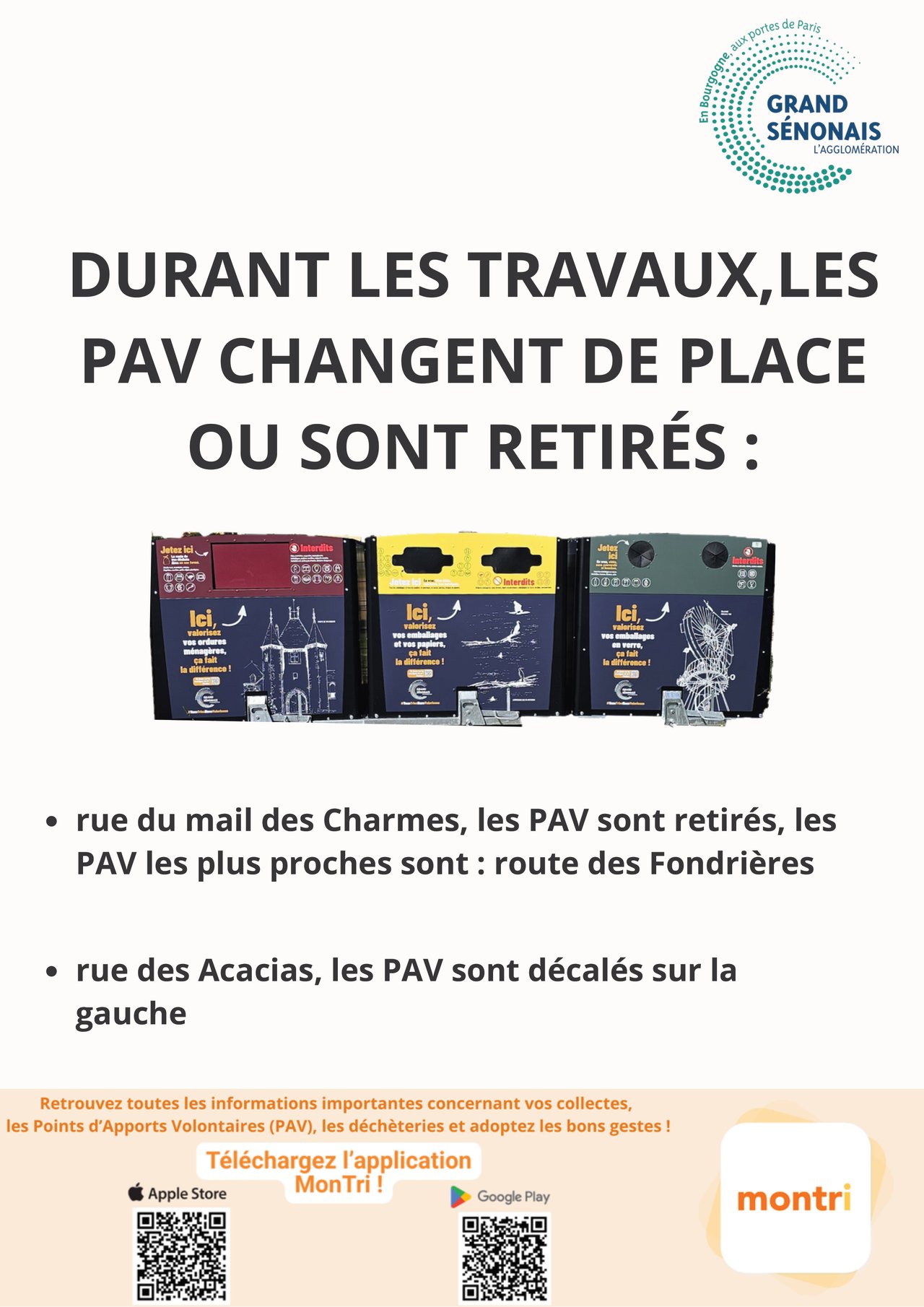 LES PAV CHANGENT DE PLACE PENDANT LES TRAVAUX !