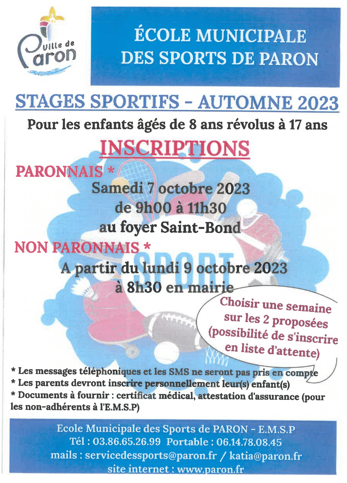 Stages ESMP et Accueil de loisirs - Automne 2023