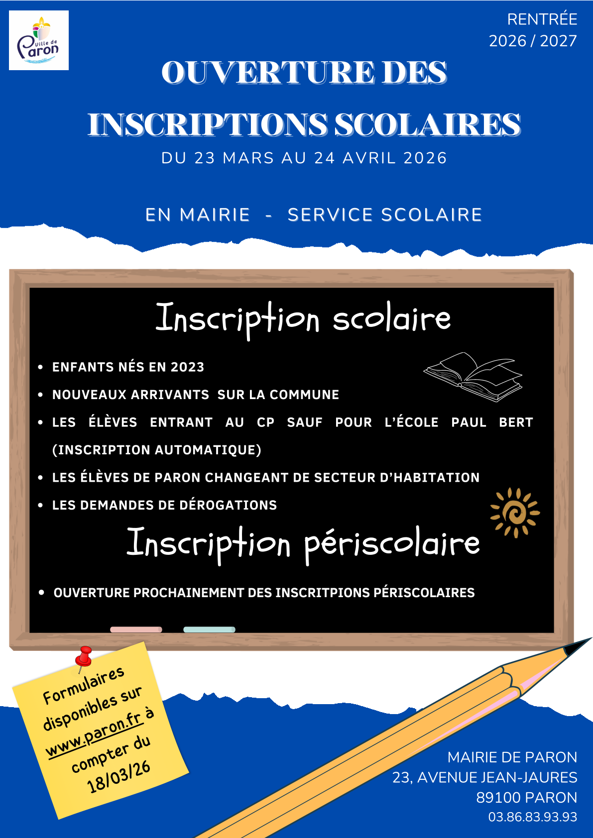 inscription scolaire 2026 2027