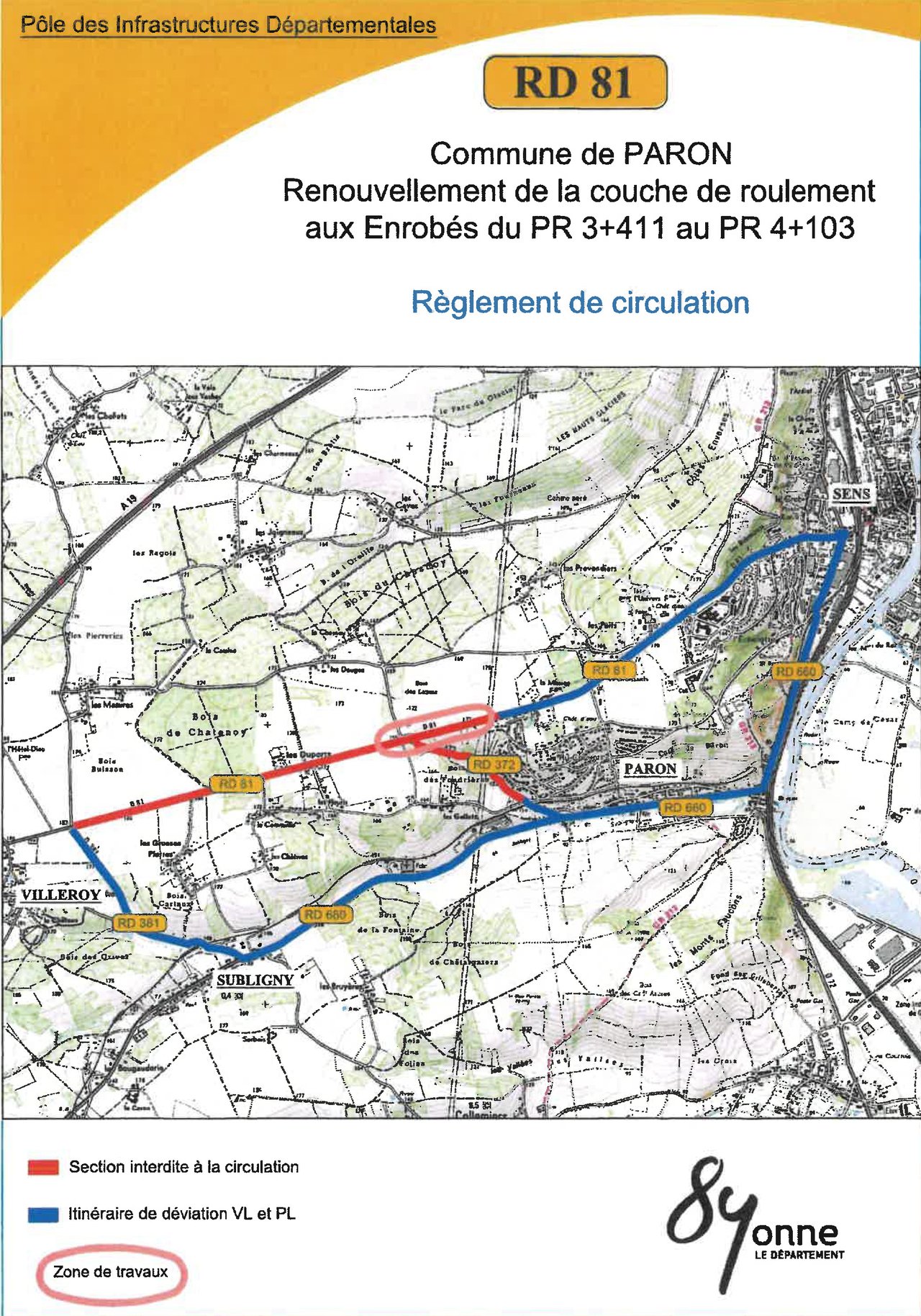 ATTENTION, CIRCULATION MODIFIÉE DU 4 AU 12 MAI 2026 SUR LA RD 81