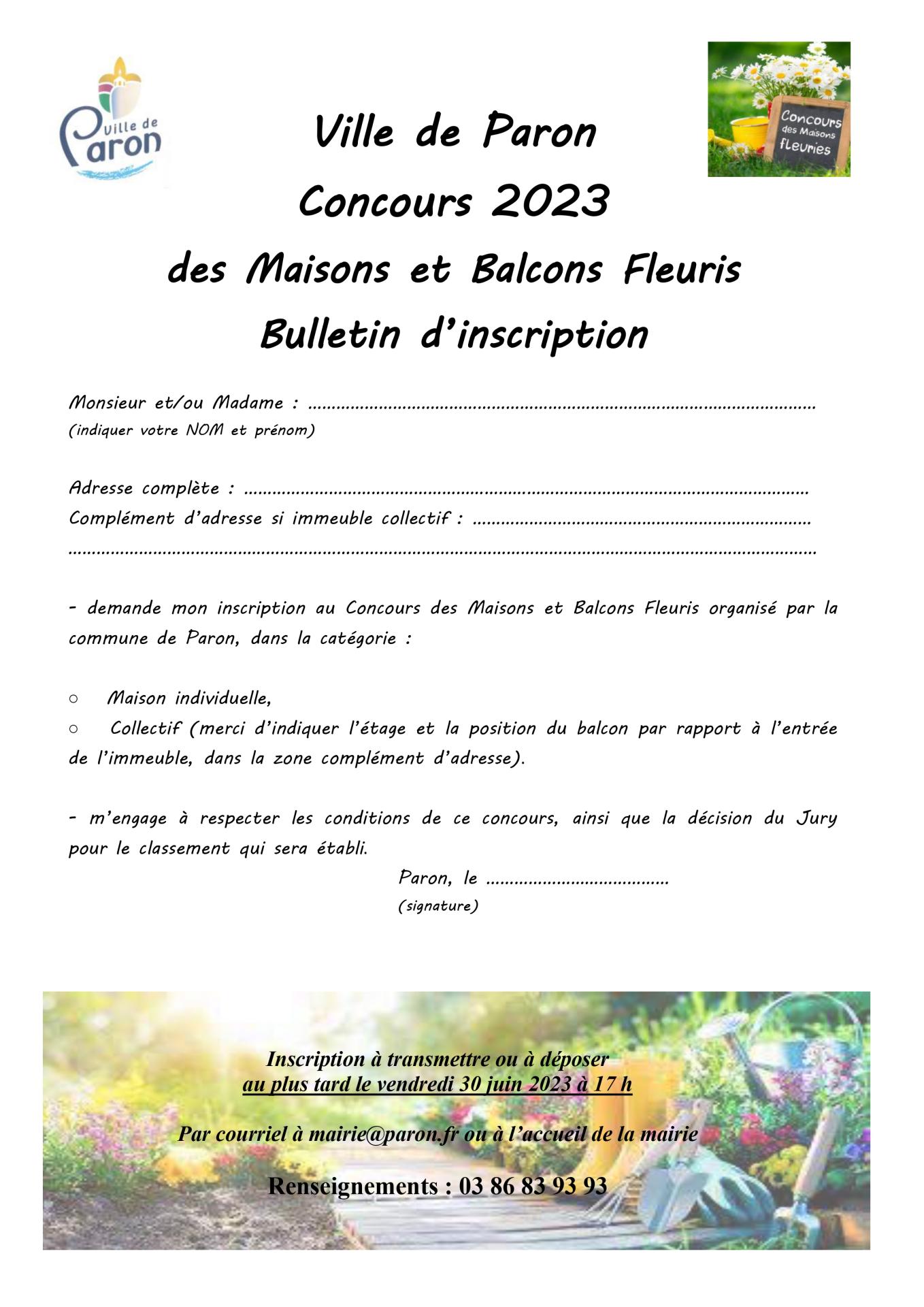 Concours des Maisons et Balcons fleuris 2023