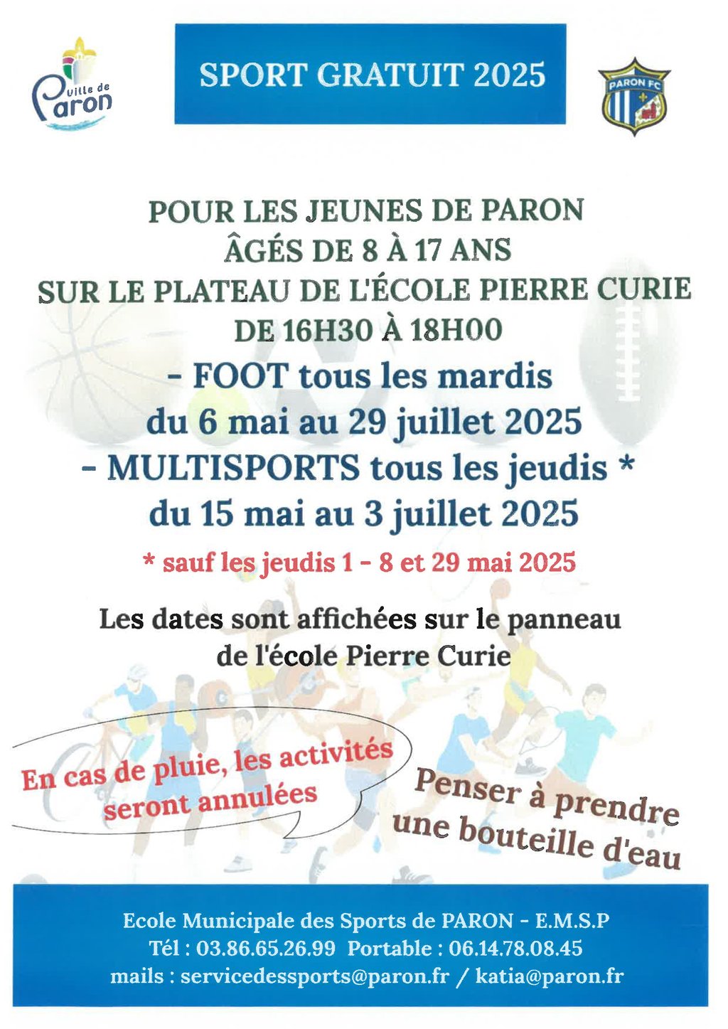 FOOT ET MULTISPORT POUR LES JEUNES DE 8 À 17 ANS LES MARDI ET JEUDI EN JUILLET