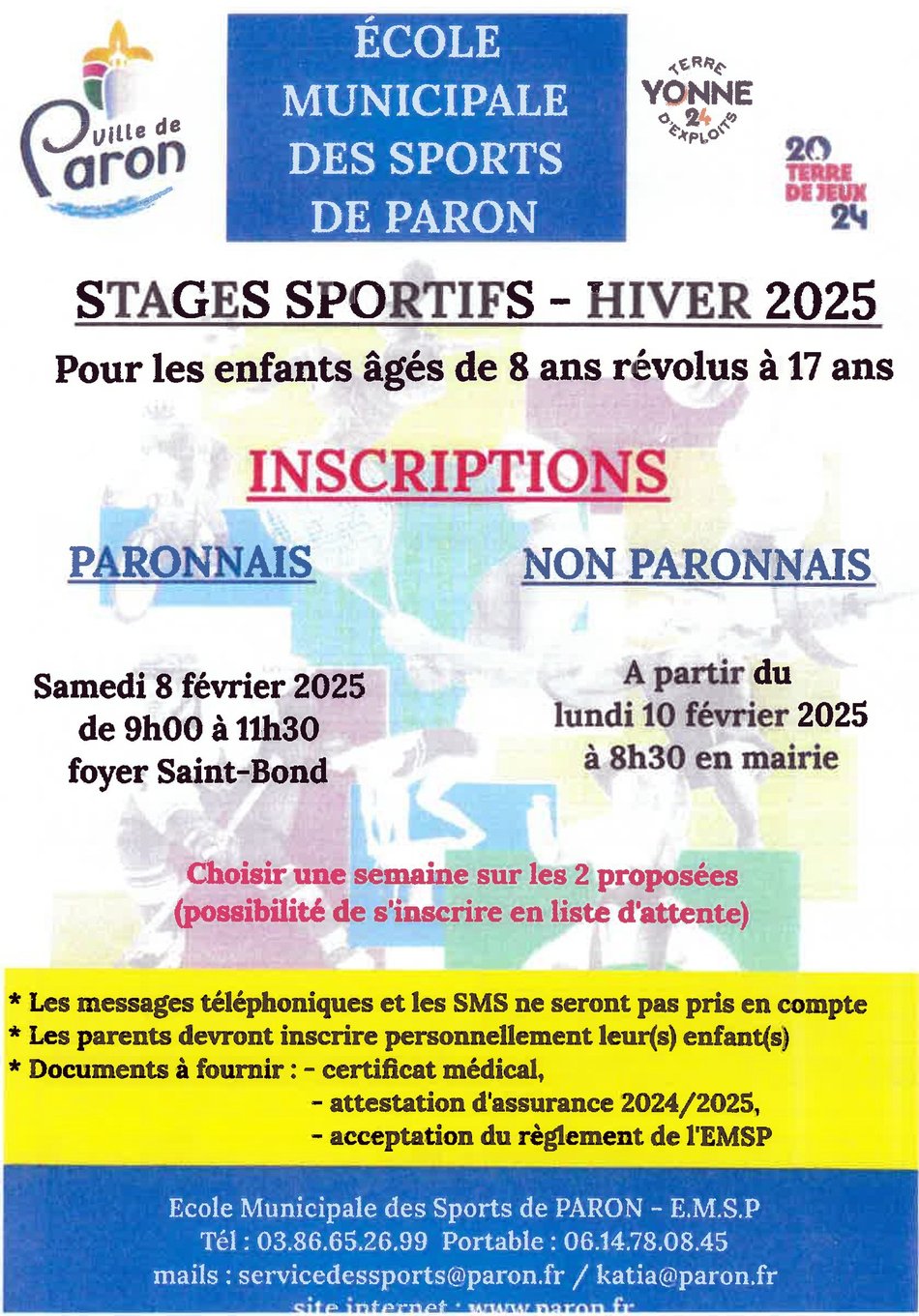 L'EMAPS VOUS INFORME DES PLACES DISPONIBLES SUR LES STAGES D’HIVER 2025