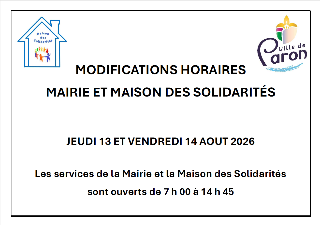 Modifications horaires Mairie et Maison des Solidarités