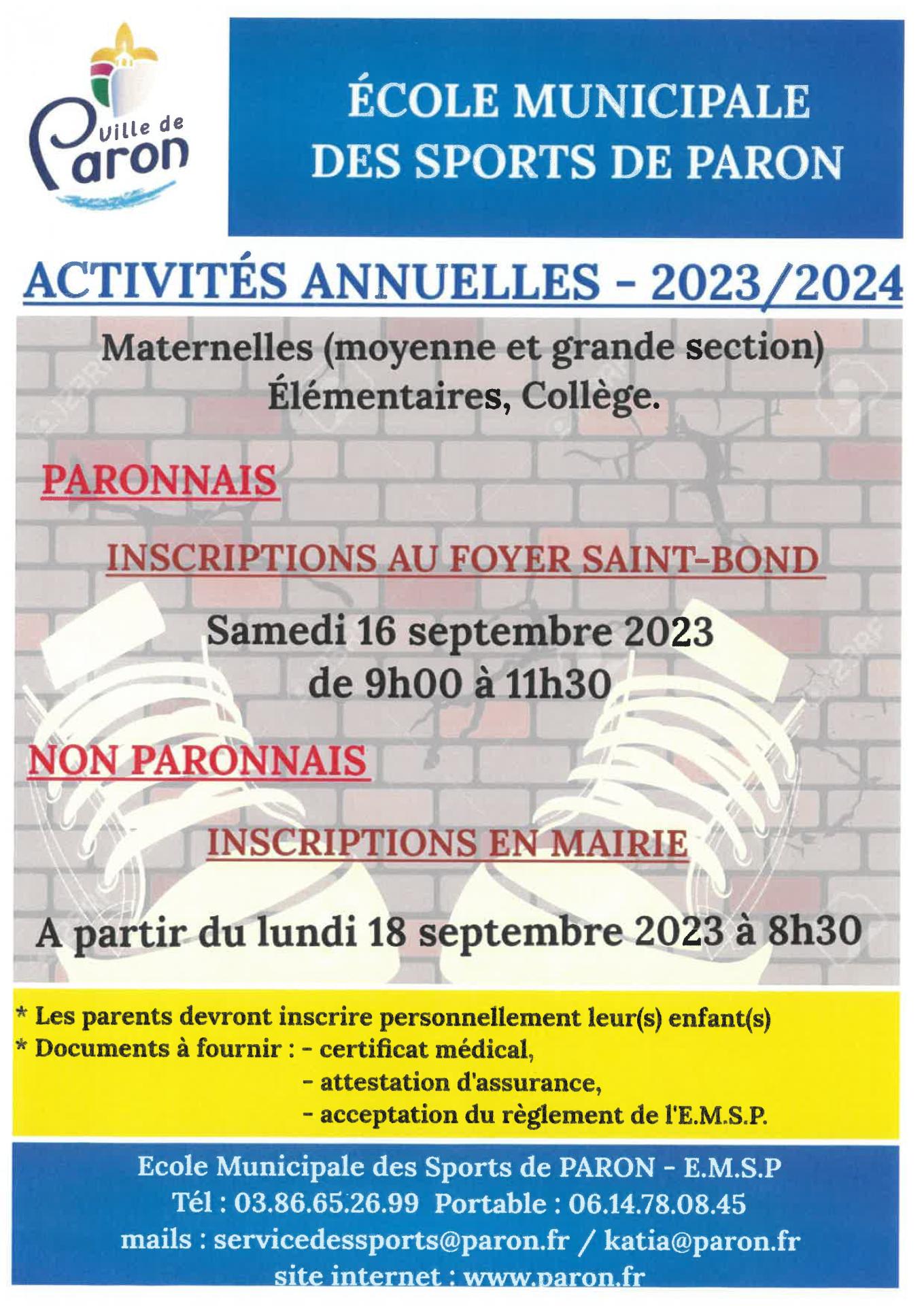 Inscription EMSP 2023/2024