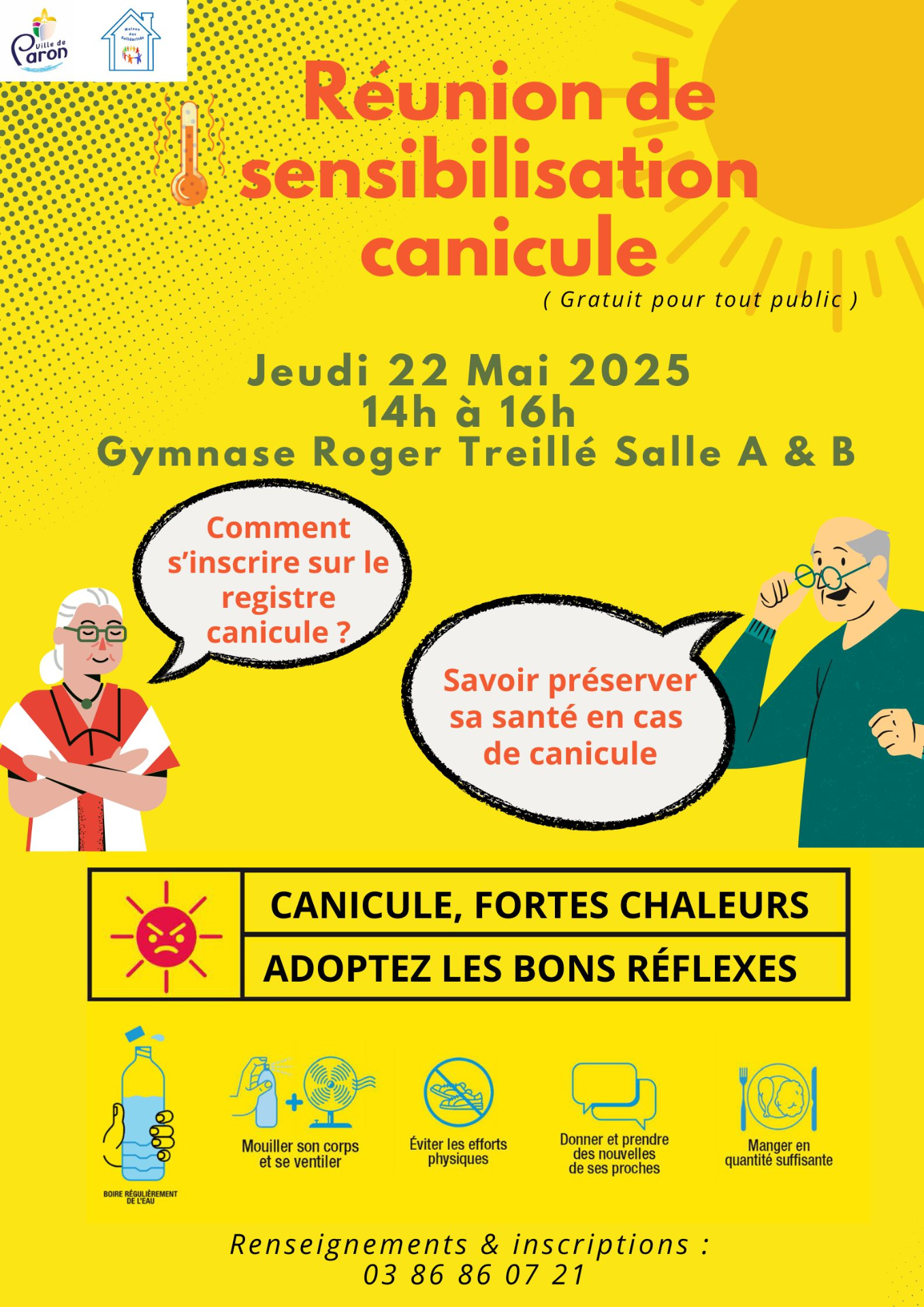 SENSIBILISATION CANICULE JEUDI 22 MAI DE 14H À 16H