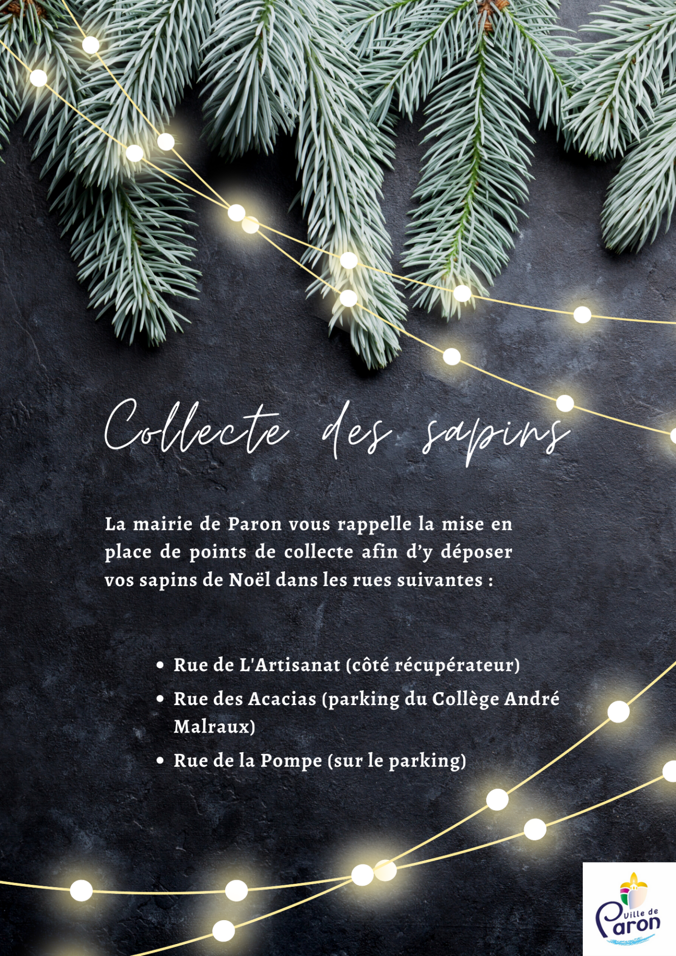 Collecte des sapins sur la commune !